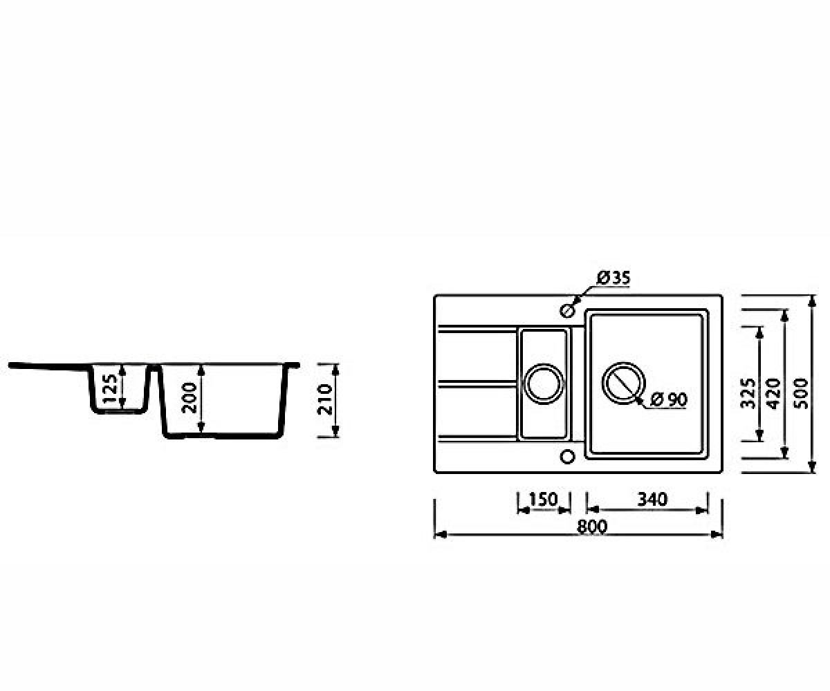 Кухонная мойка  BARIO 800 1,5KO 120533001:Чертеж 