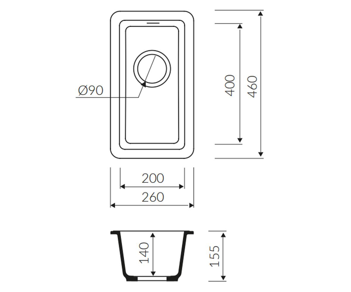 Гранитная мойка  FADO 260 0,5KO 425100001:Чертеж 