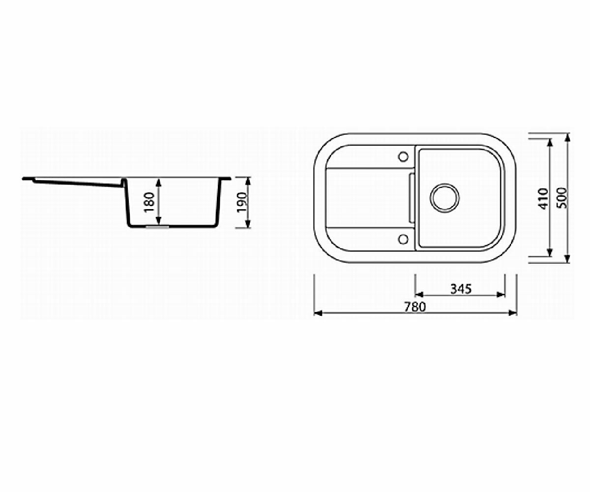 Кухонная мойка  LAVER 780 1KO 510113002:Чертеж 