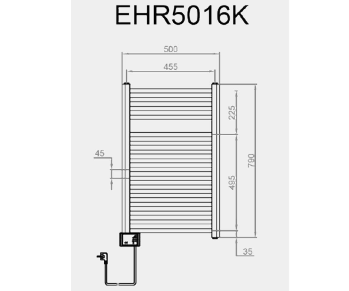 Полотенцесушитель электрический  VIGO EHR 5016 IZOG:Чертеж 
