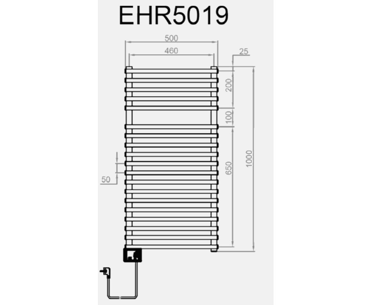 Полотенцесушитель электрический  VIGO EHR 5019 WHITE:Чертеж 