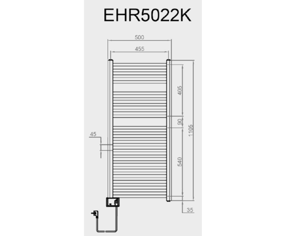 Полотенцесушитель электрический  VIGO EHR 5022 IZOG:Чертеж 