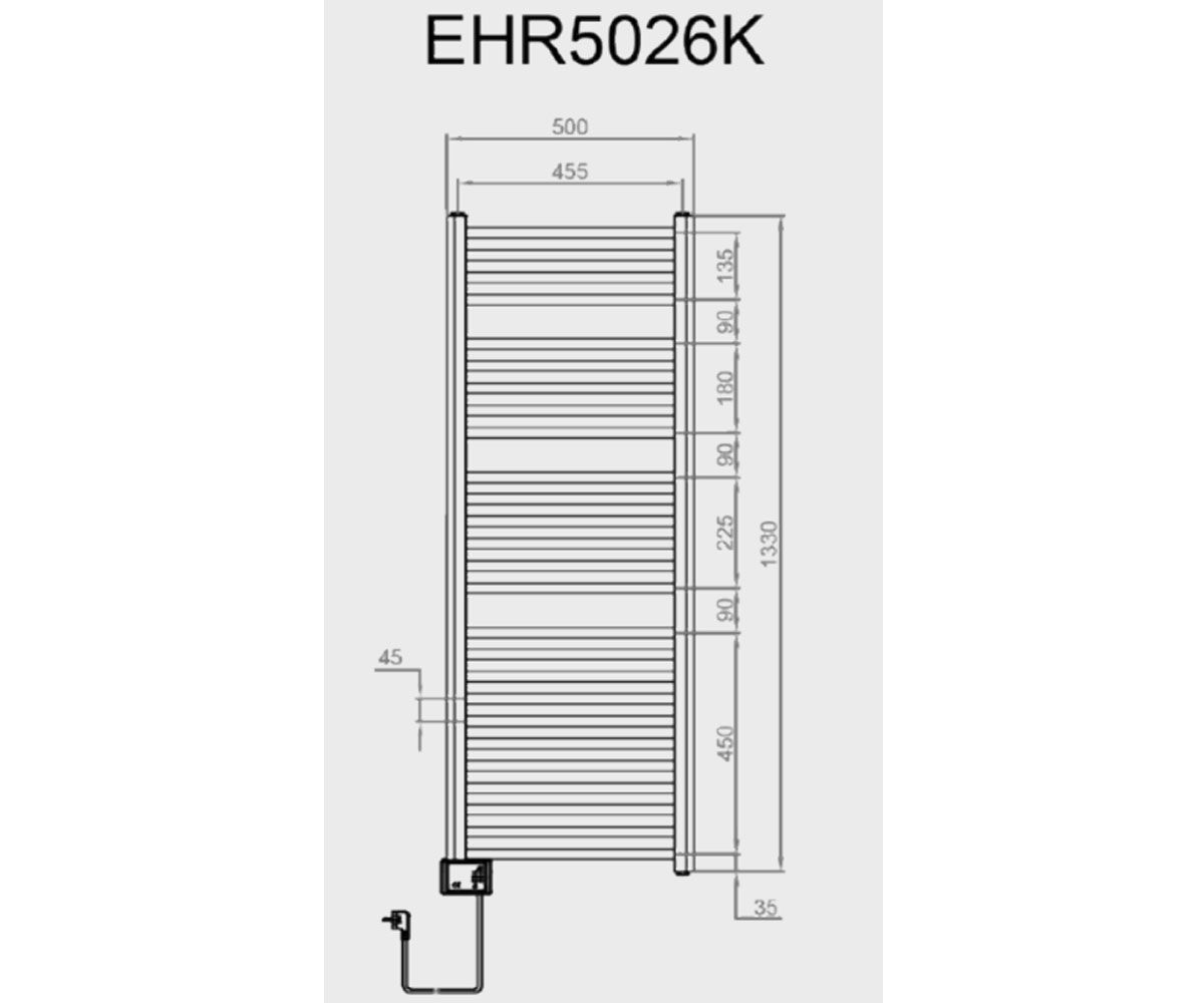 Полотенцесушитель электрический  VIGO EHR 5026 IZOG:Чертеж 