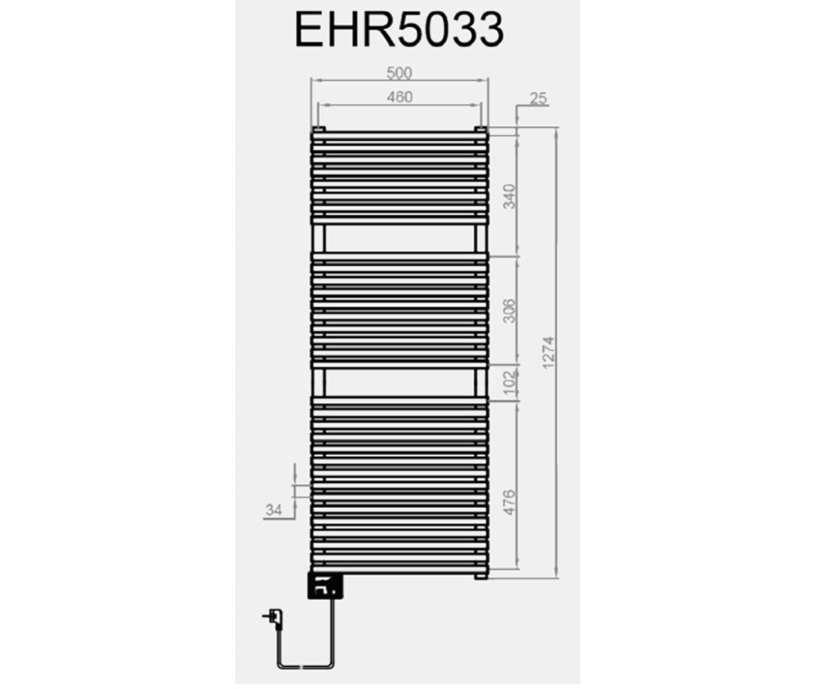 Полотенцесушитель электрический  VIGO EHR 5033 WHITE:Чертеж 