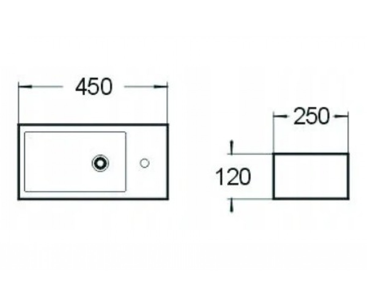 Раковина с чашей справа  INEZ MEX-21434500R:Чертеж 