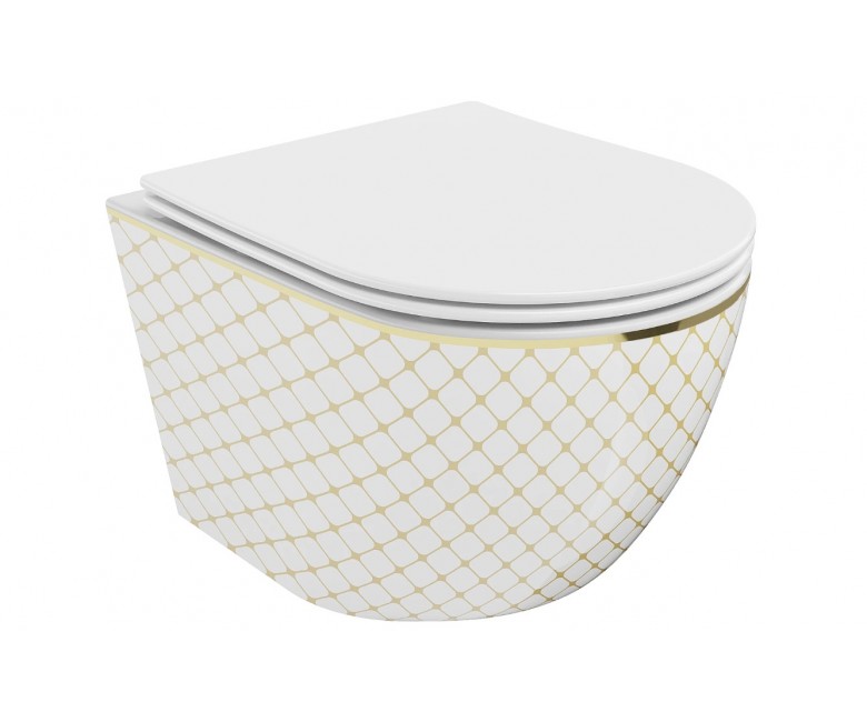 Підвісний унітаз MEXEN LENA WHITE DIAMOND GOLD MEX-30224009 MEX-30224009