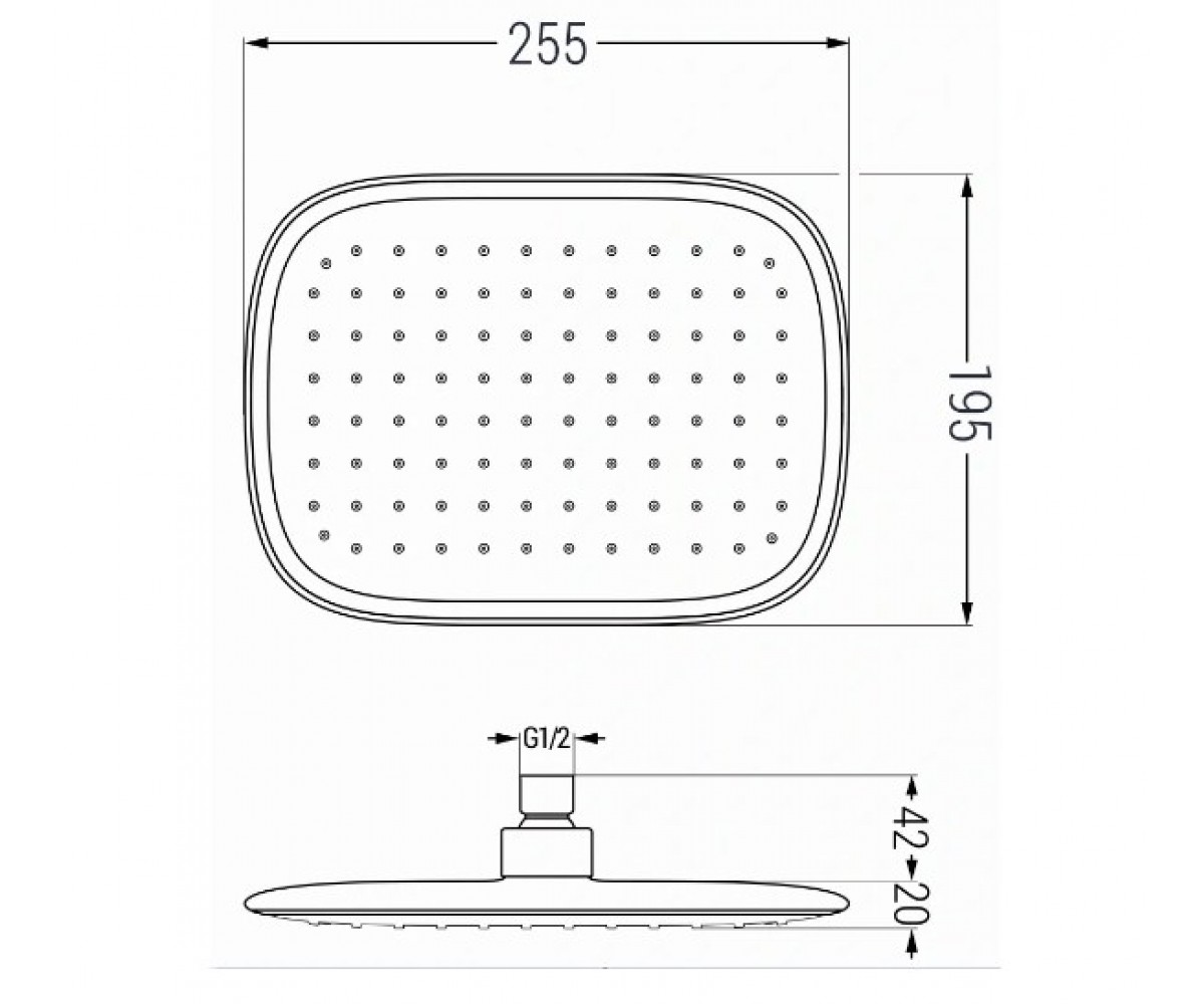 Верхняя душевая головка  D-49 MEX-79749-25:Чертеж 
