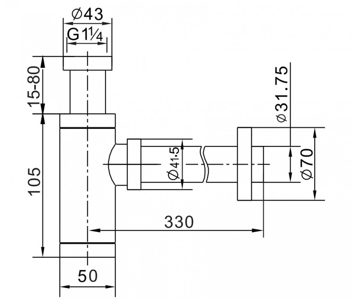 Сифон для раковины MEXEN GRAPHITE универсальный  MEX-79960-66:Чертеж 
