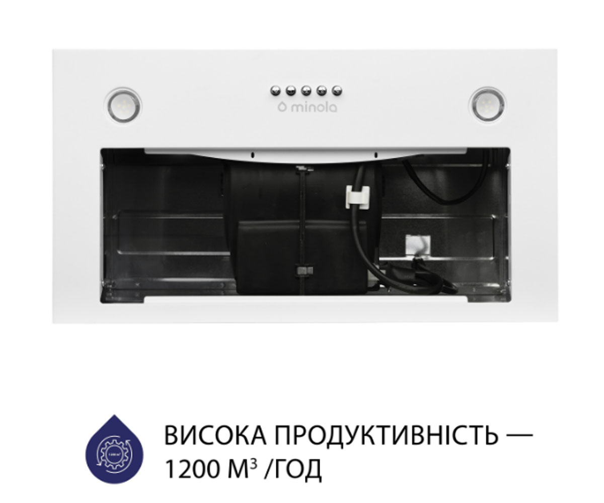 Полновстраиваемая вытяжка  HBI 5827 WH 1200 LED:Фото 5