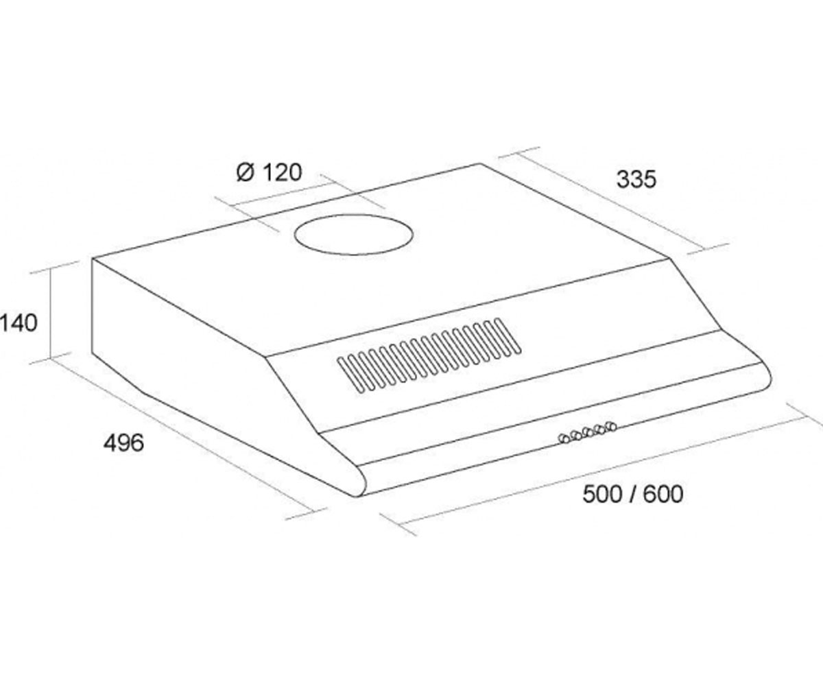 Вытяжка плоская 60 см  HPL 610 IV:Чертеж 
