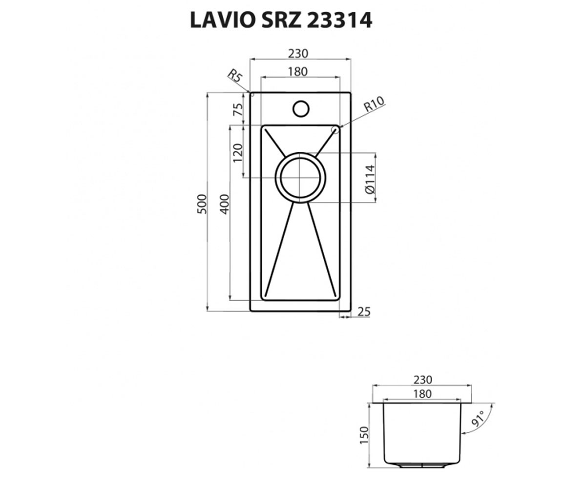 Мойка на столешницу  LAVIO SRZ 23314:Чертеж 