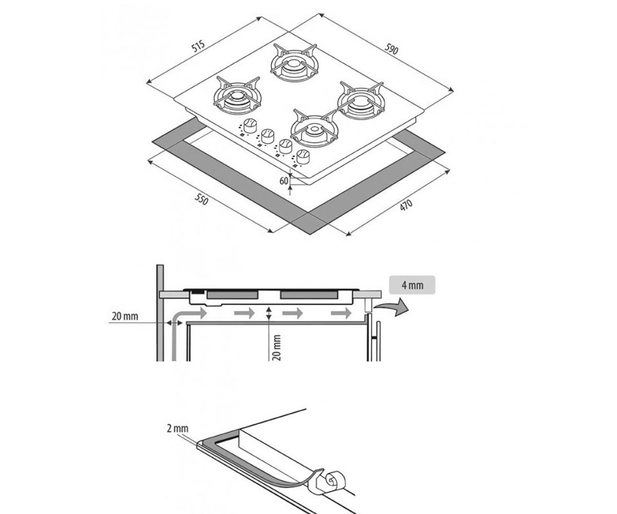 Газовая поверхность  MGG 61263 WH:Чертеж 