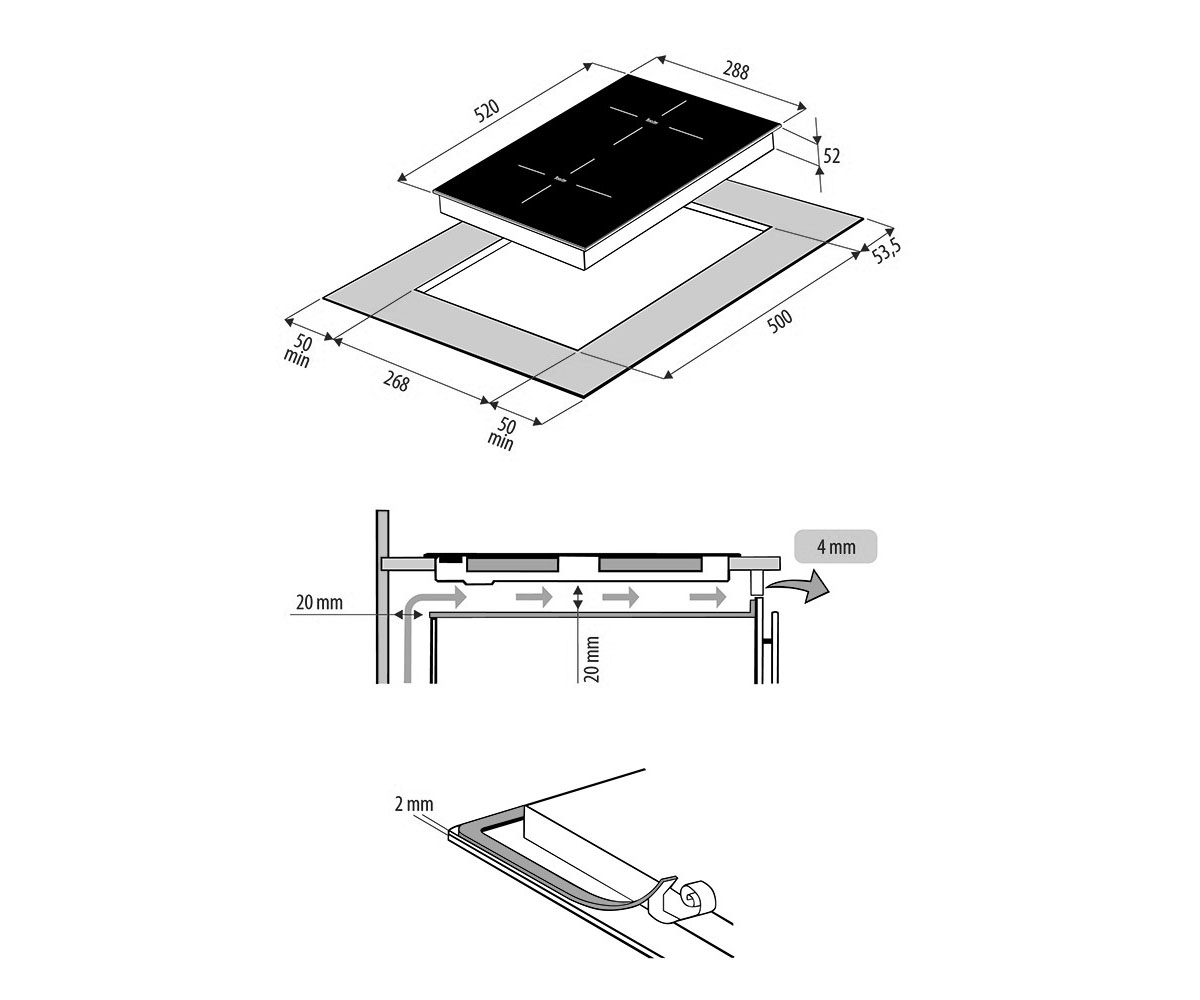 Индукционная поверхность  MI 3042 GBL:Чертеж 