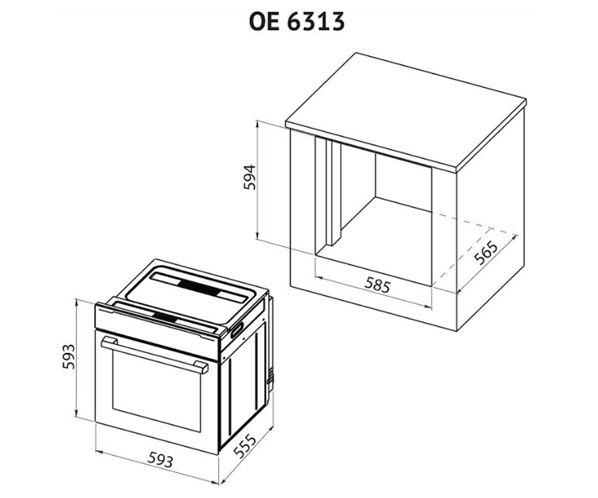 Электрический шкаф 64 л  OE 6313 INOX:Чертеж 