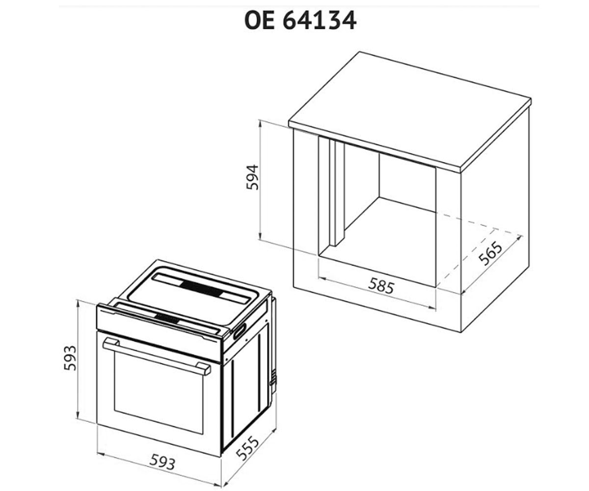 Электрический шкаф 64 л  OE 64134 INOX/BL:Чертеж 
