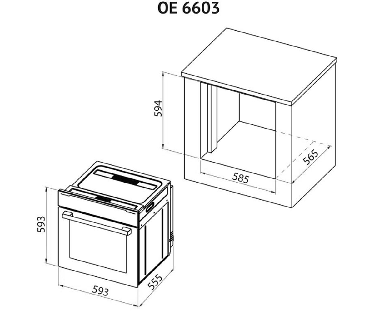 Духовой шкаф 64 л  OE 6603 BL/INOX:Чертеж 
