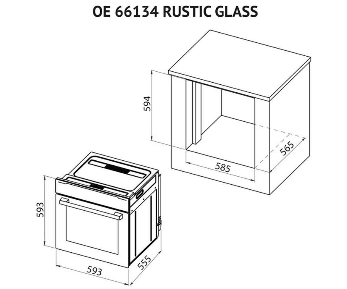 Электрический духовой шкаф  OE 66134 IV RUSTIC GLASS:Чертеж 
