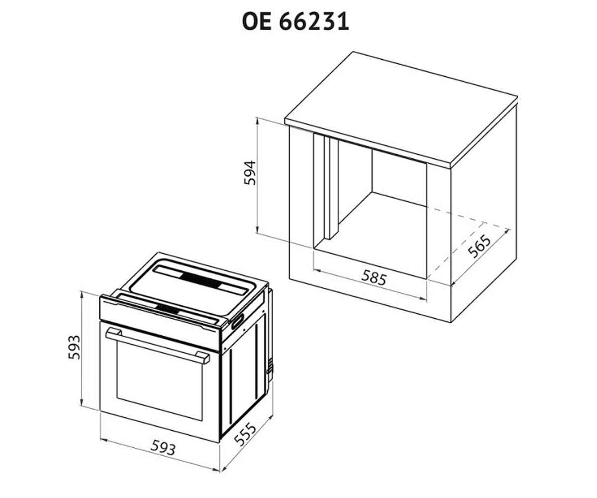 Шкаф духовой  OE 66231 BL/INOX:Чертеж 