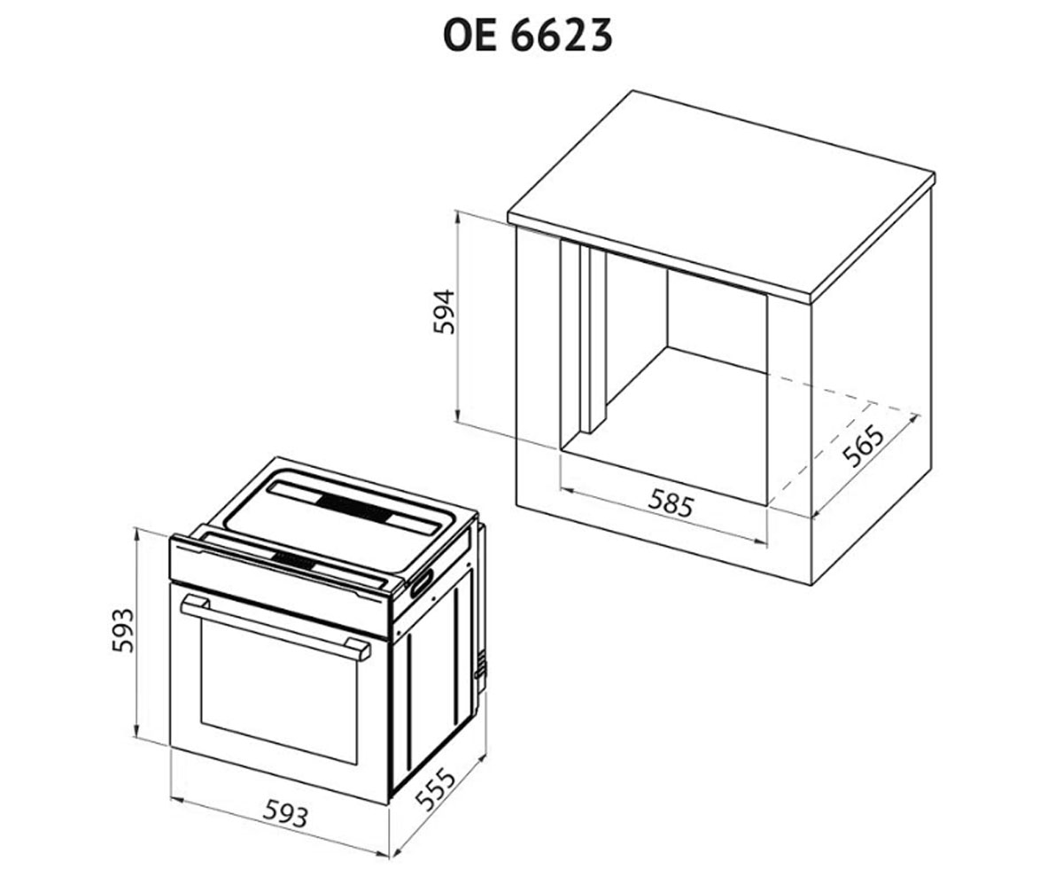 Электрическая духовка 64 л  OE 6623 IV:Чертеж 