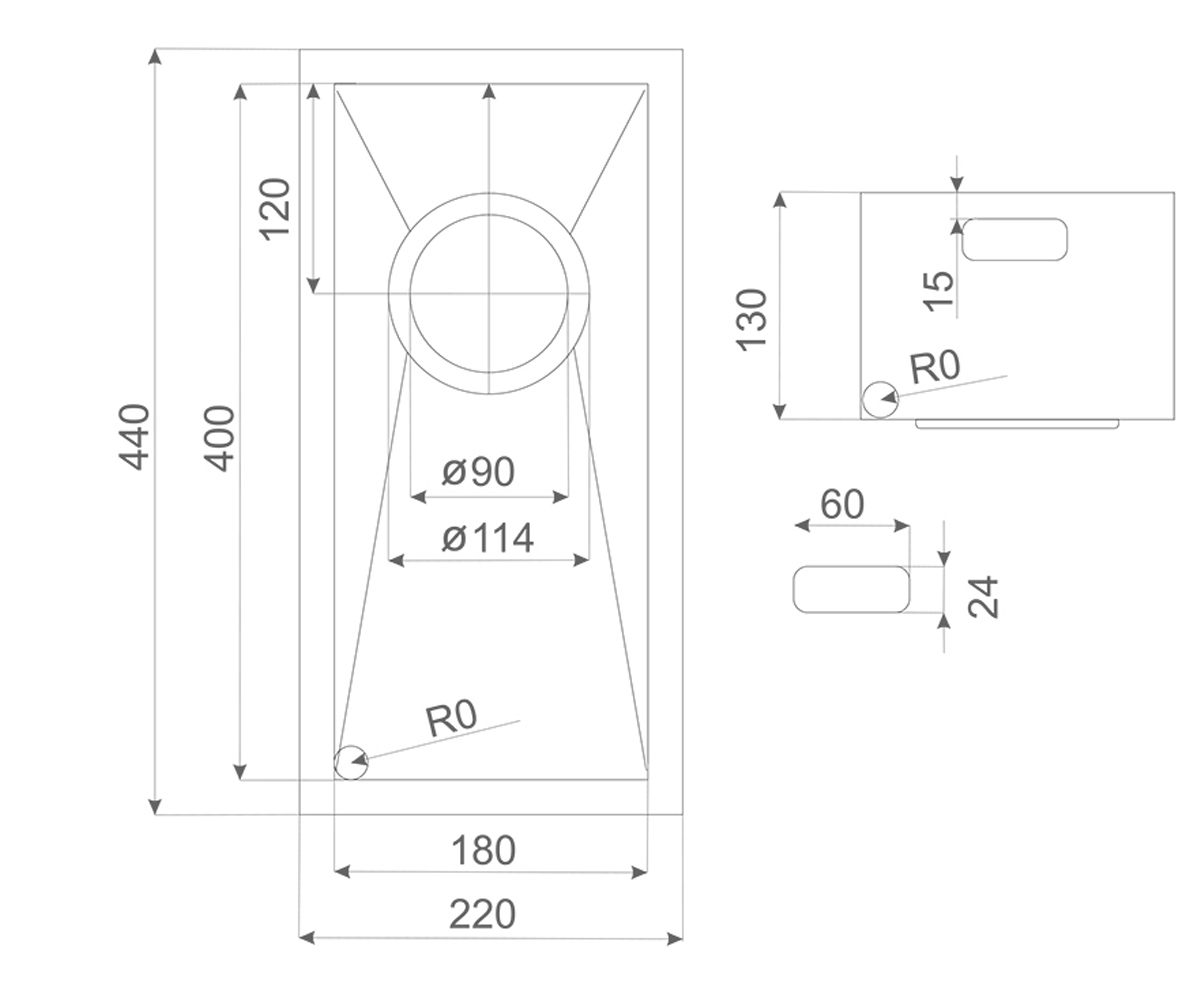 Мойка прямоугольная кухонная  SENZO SC22310:Чертеж 