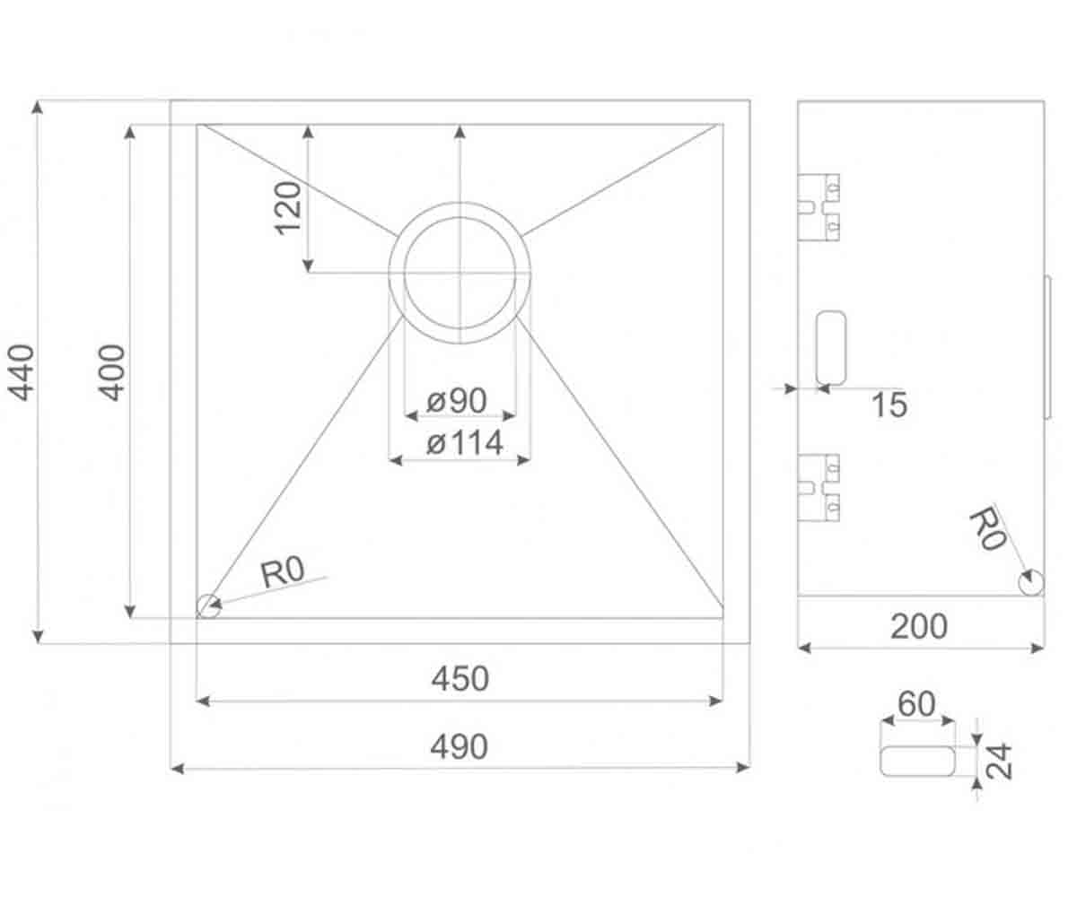 Мойка кухонная врезная  SENZO SENZO SC49110:Чертеж 