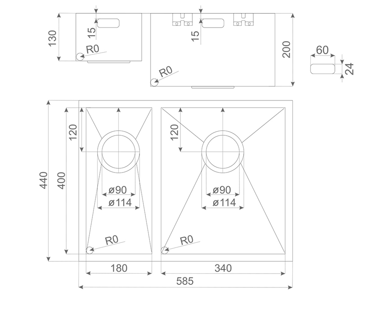 Мойка полуторная  SENZO SC58350R:Чертеж 