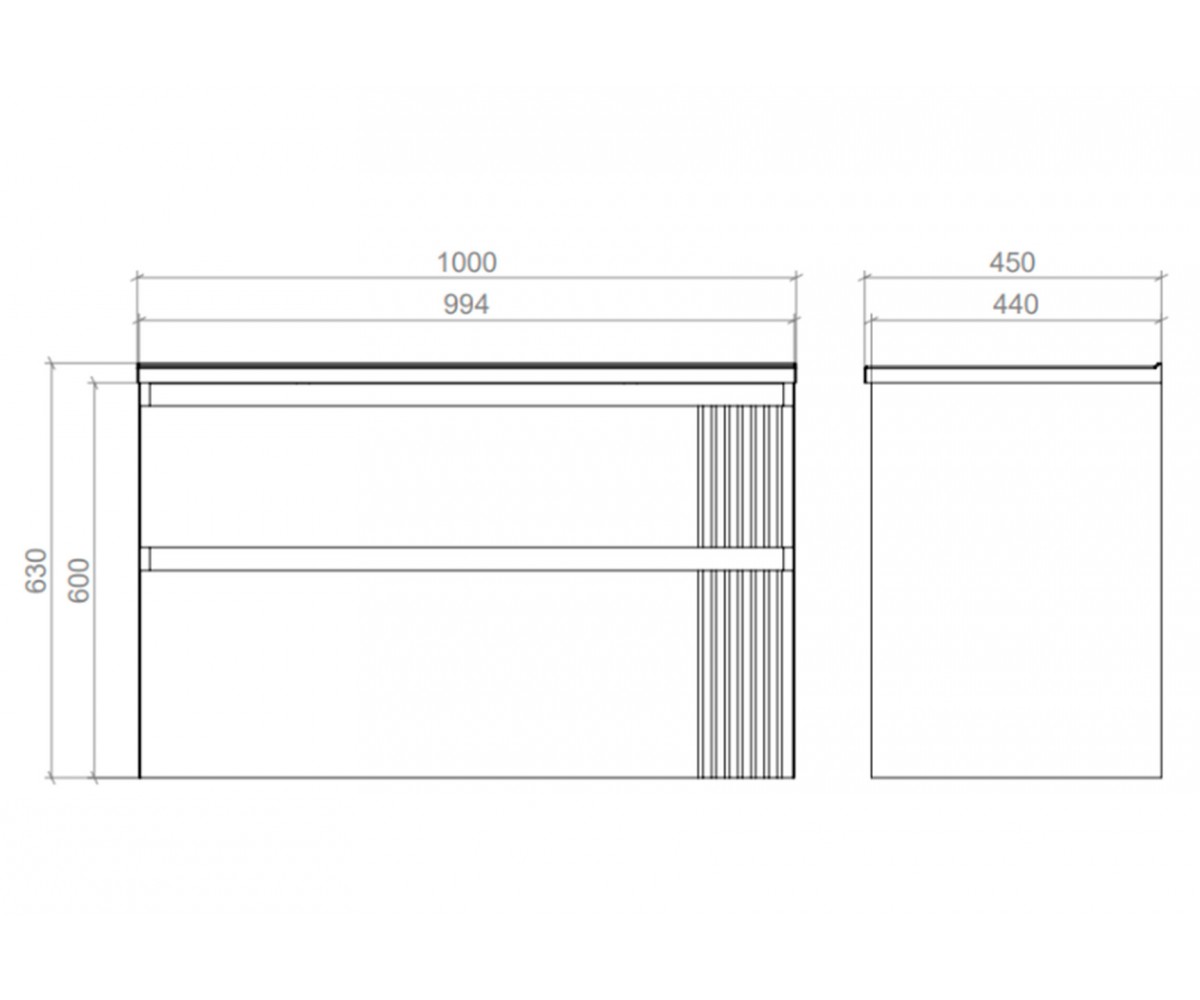 Родео тумба підвісна з ум. родео 100, сіра  РОДЕО 000007528:Чертеж 