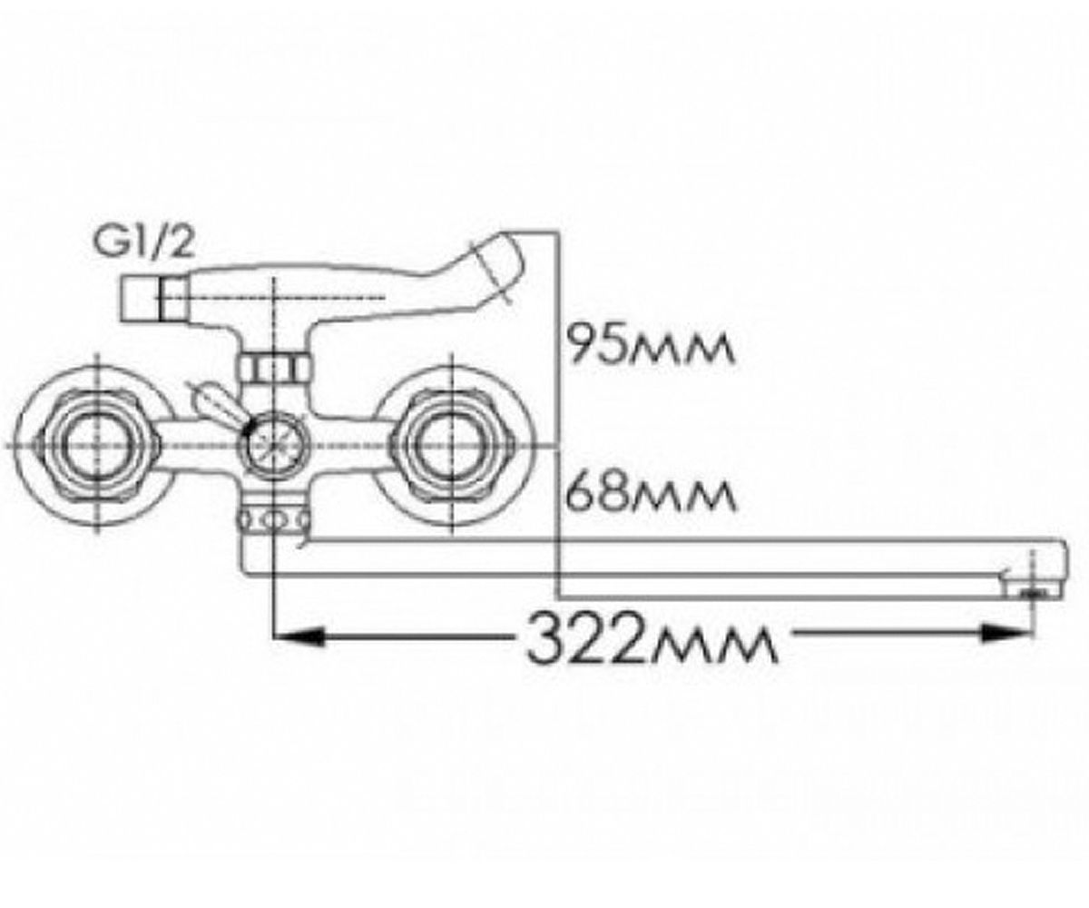 Смеситель для ванны  НИКА FM2041816C-M7235F:Чертеж 
