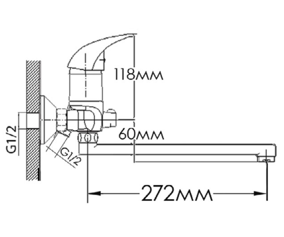 Смеситель для ванны  ФОРТУНА FM5335030C-30F:Чертеж 