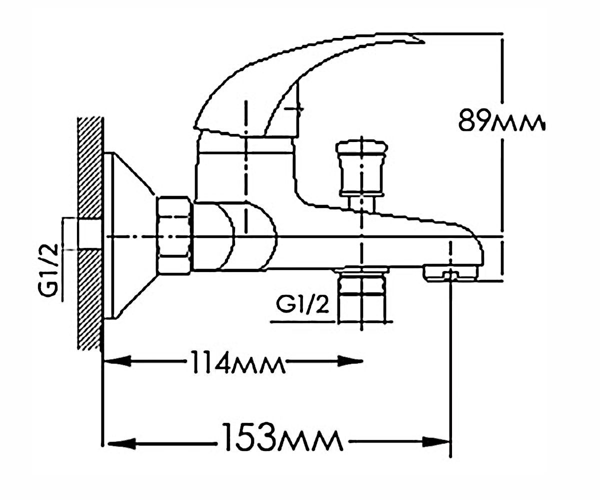 Смеситель для ванны  ФОРТУНА FM6307030C:Чертеж 