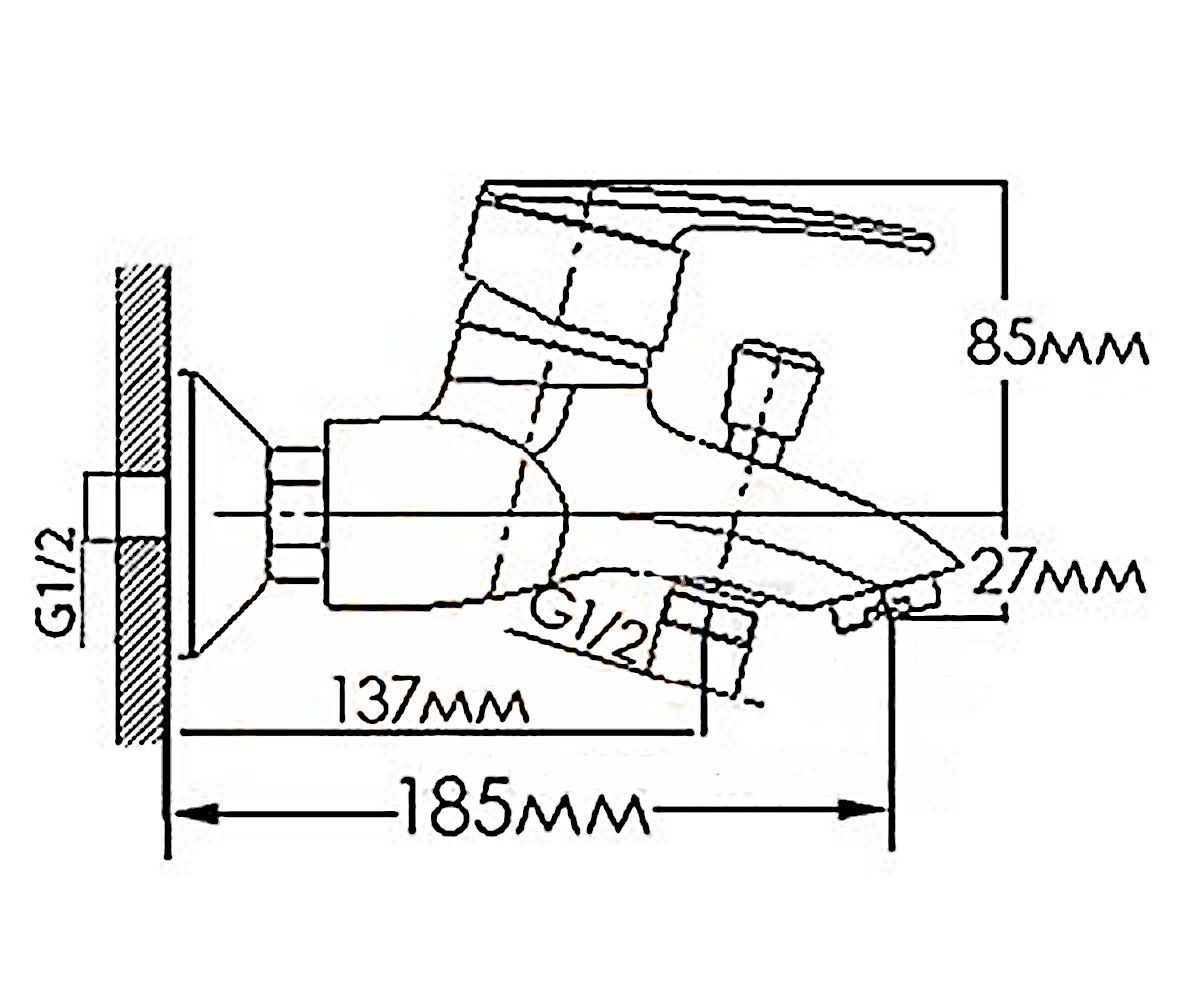 Смеситель для ванны  ФЛОРА FM6518223C:Чертеж 
