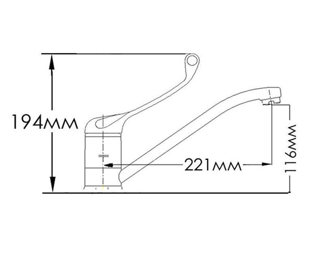 Локтевой смеситель  ДИАНА FM7532240C-H9216:Чертеж 