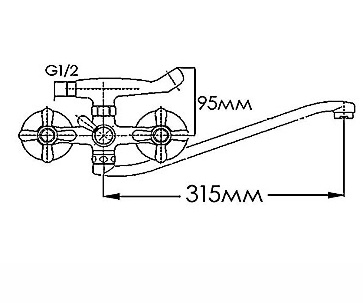 Смеситель для ванны  МЕДЕЯ HB2041805C-35S:Чертеж 