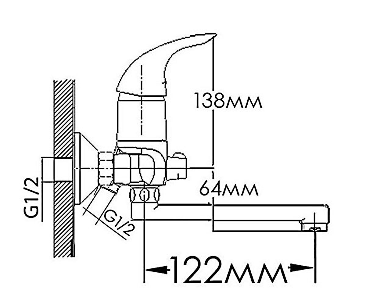 Смеситель для ванны  ИРИДА HB5733240C-15F:Чертеж 