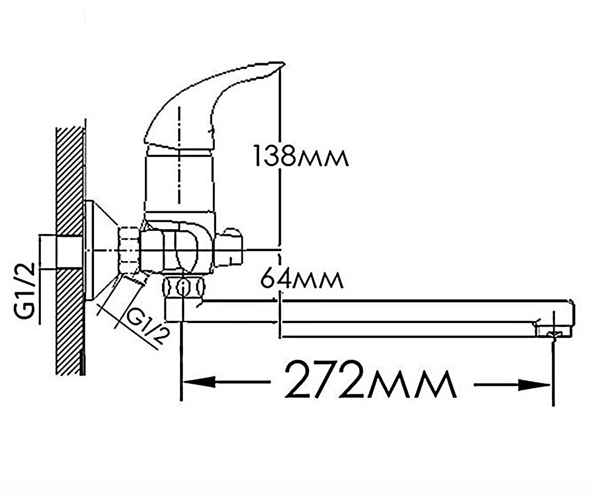 Смеситель для ванны  ИРИДА HB5733240C-30F:Чертеж 