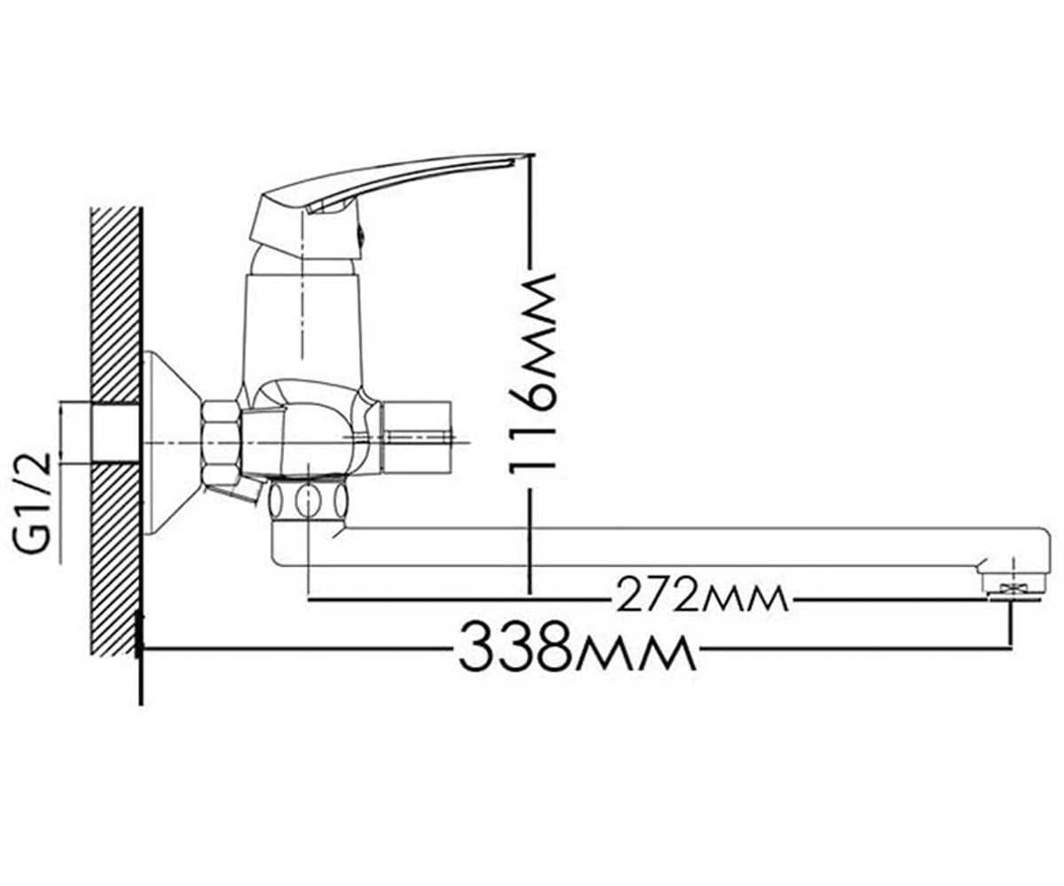 Смеситель для ванны  ГРАЦИЯ MXH1004NK:Чертеж 