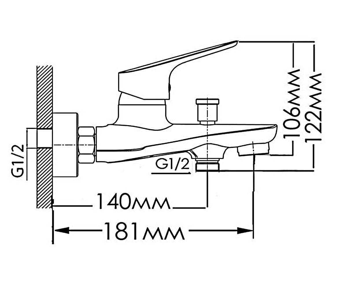 Смеситель для ванной  БЛИС MXH1052:Чертеж 