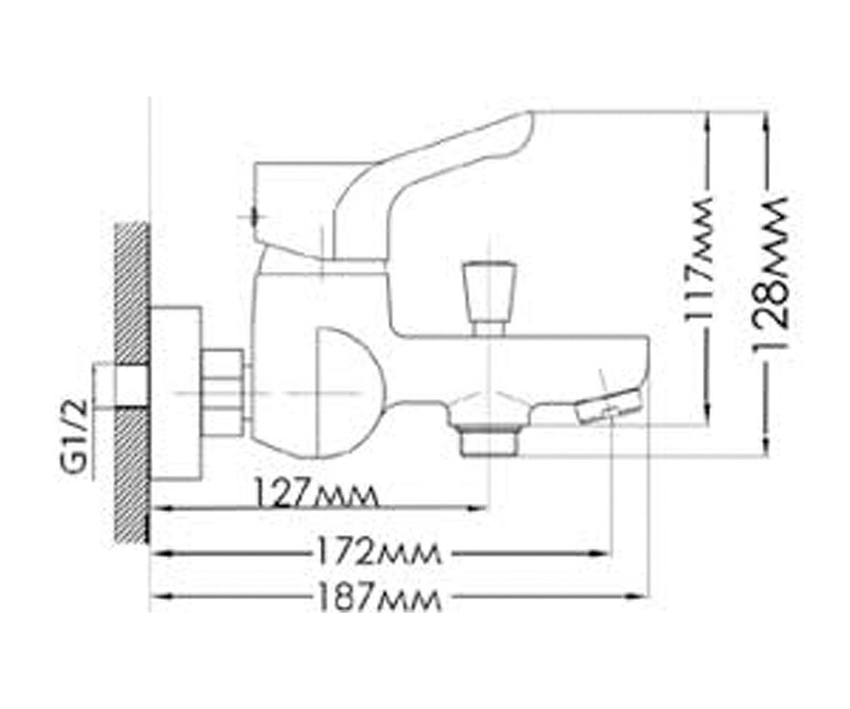 Смеситель для ванны  ВЕЗЕР NNS2102:Чертеж 
