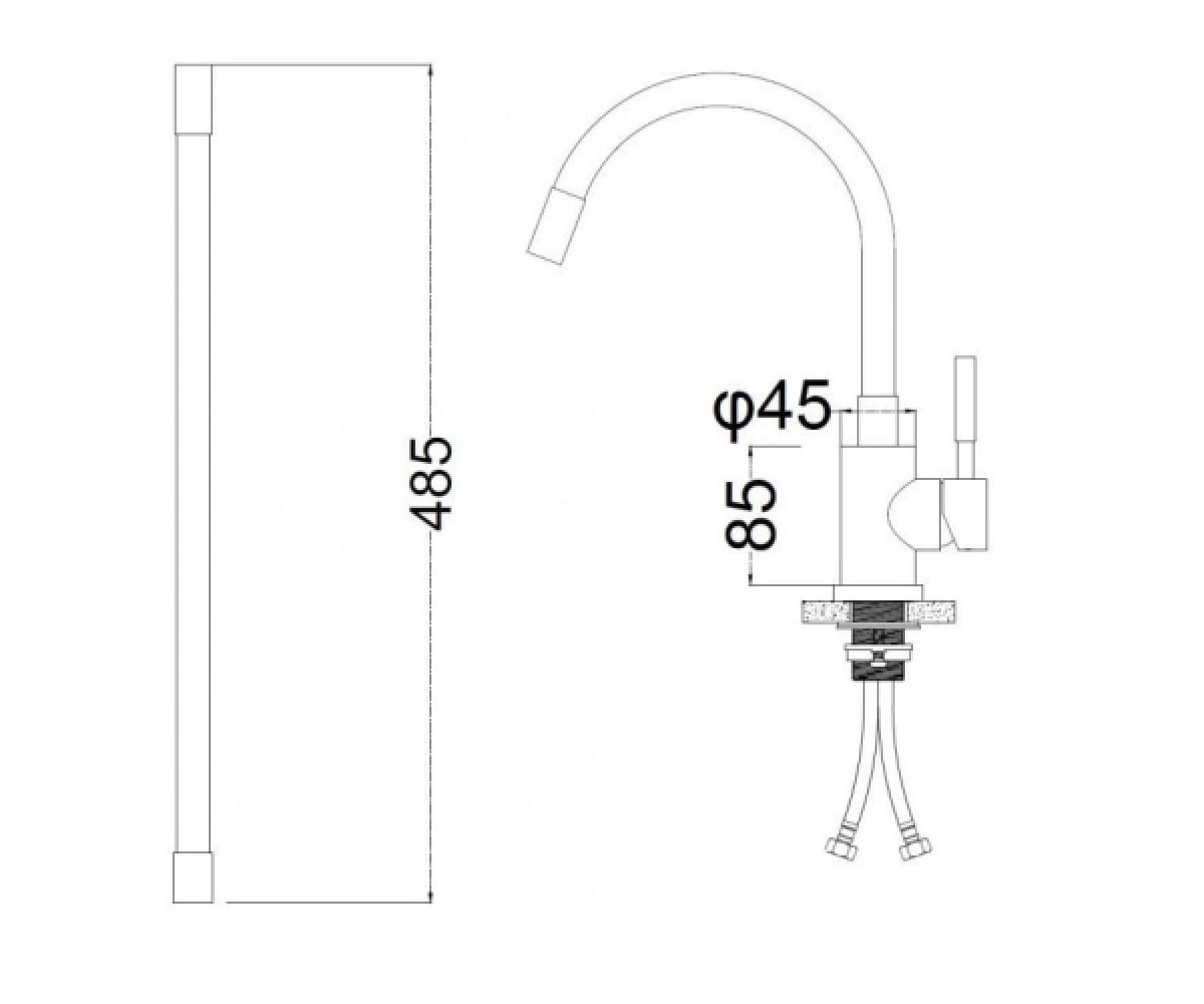 Кухонный смеситель  BASIS SLIN0484BL:Чертеж 