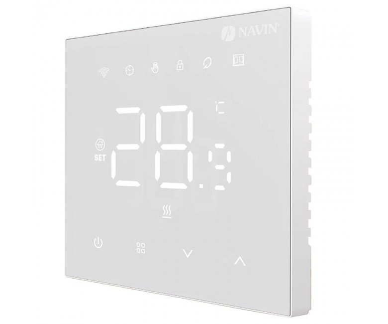 Терморегулятор Navin WT410W-3А 5...35 °C для котлів опалення електронний Wi-Fi Tuya, Smart Life провідне підключення 230В білий NAVIN  24-104273-8686 24-104273-8686