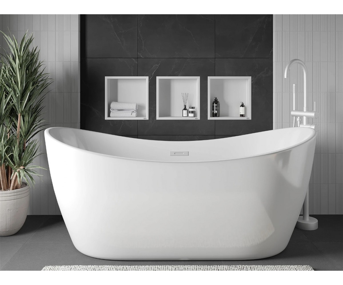 Полка в ванную встроенная белая металлическая 30 см Nett YW-29  120220:Фото 4