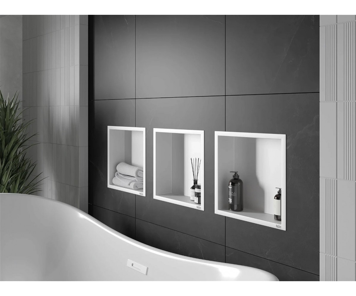 Полка в ванную встроенная белая металлическая 30 см Nett YW-29  120220:Фото 5