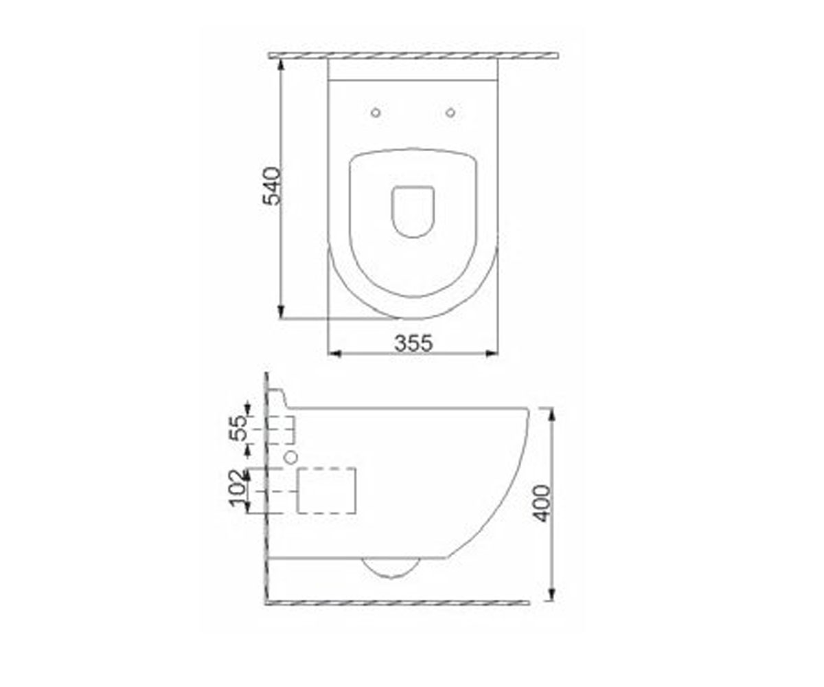 Безободковый унитаз  MODERN 3823R:Чертеж 