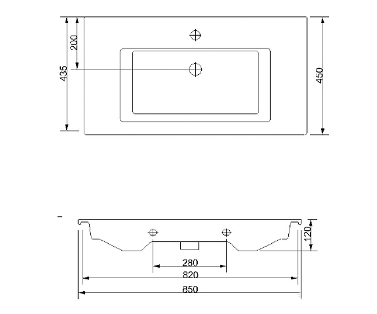 Раковина прямоугольная  SILVER SLIM 501085:Чертеж 