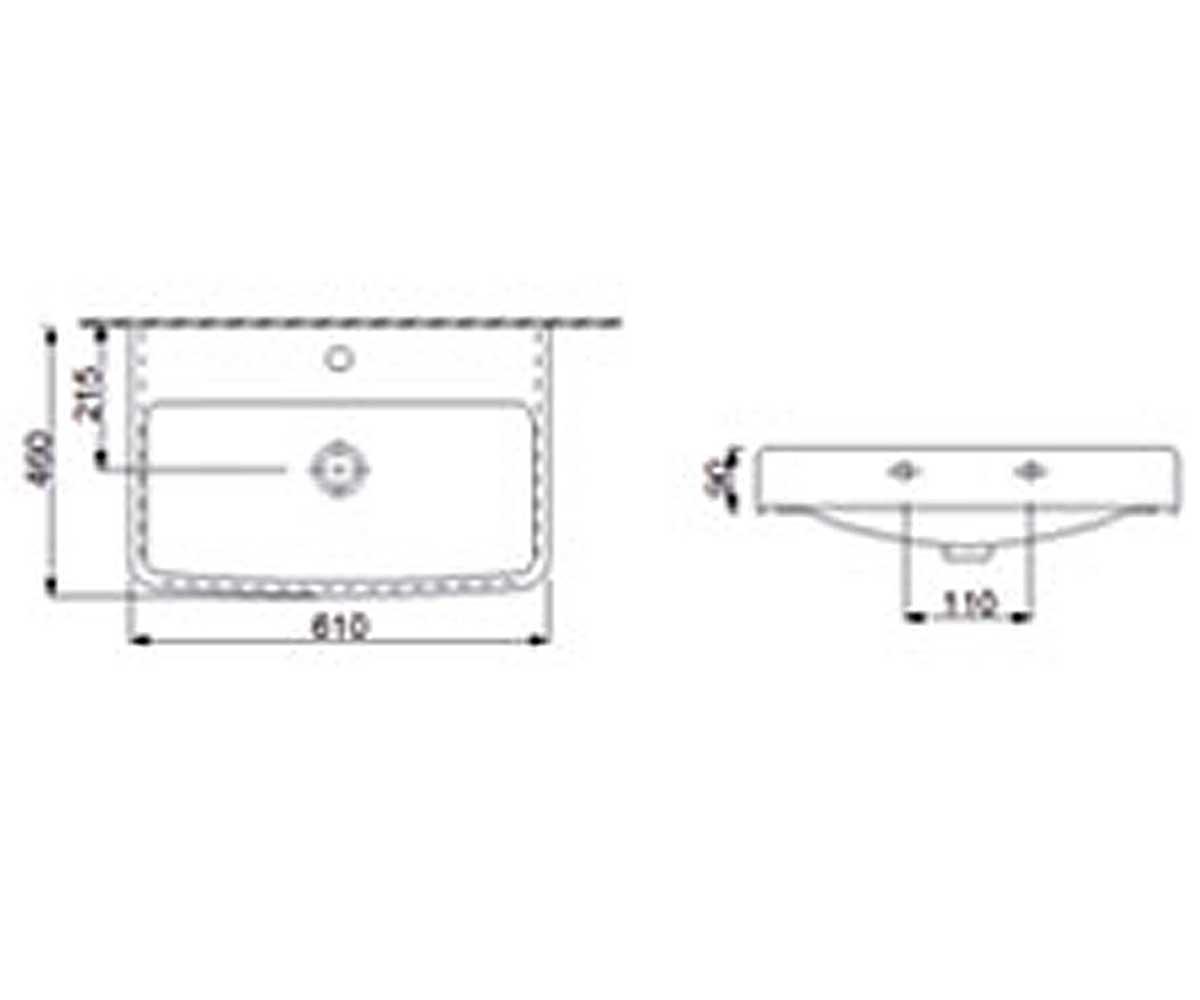 Умывальник в ванную  COUNTERTOP 5014BW:Чертеж 