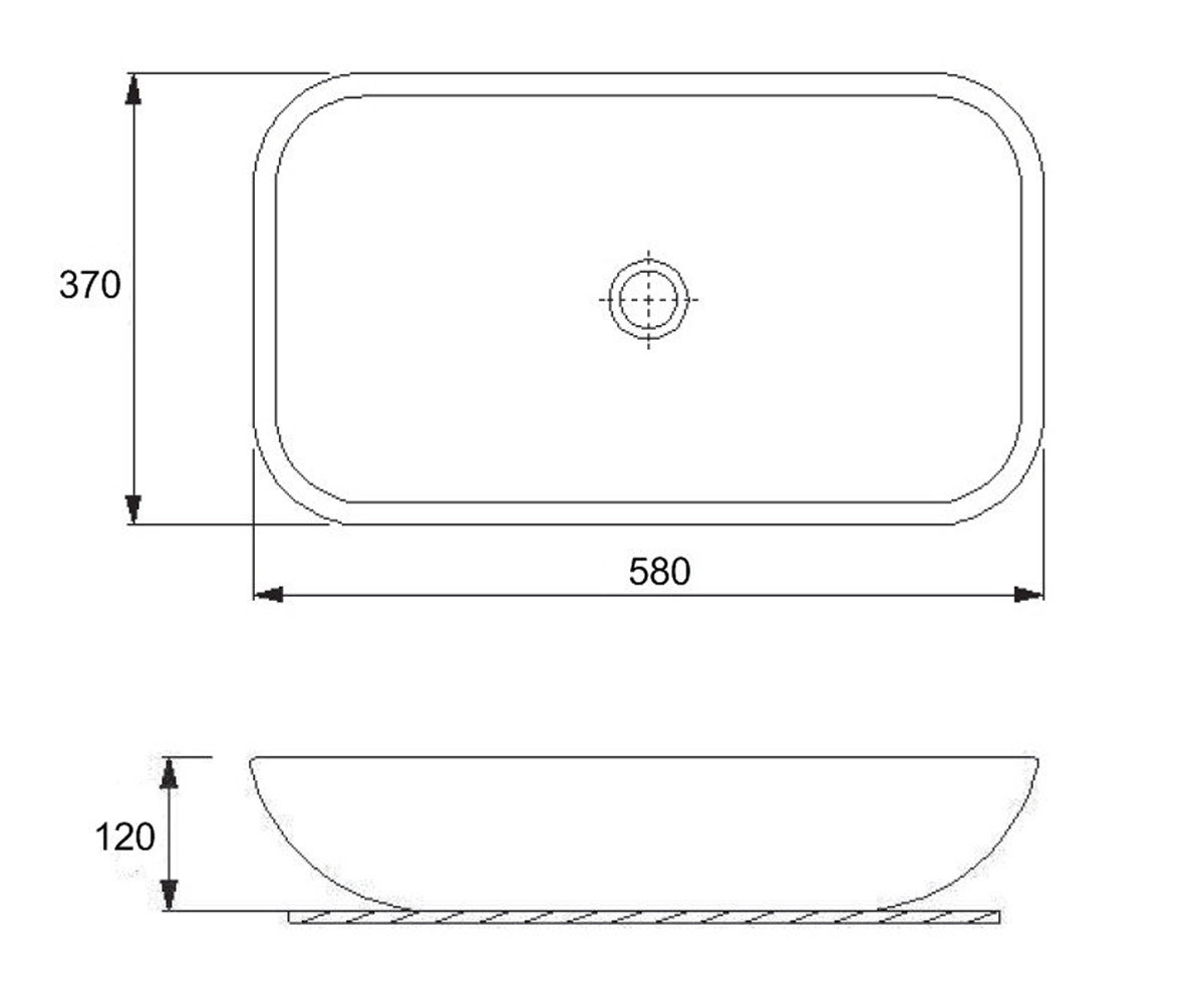 Раковина накладная 58 см  COUNTERTOP 5019W NEW:Чертеж 