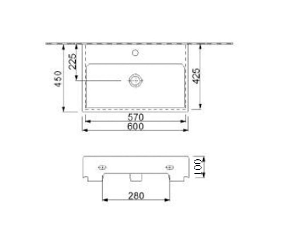 Накладной умывальник  COUNTERTOP 5022B:Чертеж 