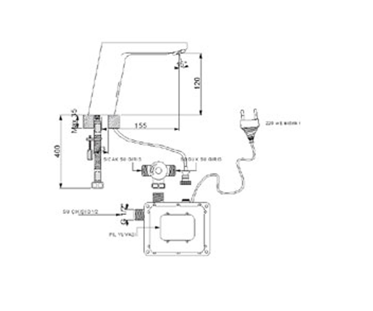Смеситель сенсорный  TEKNO 513524:Чертеж 