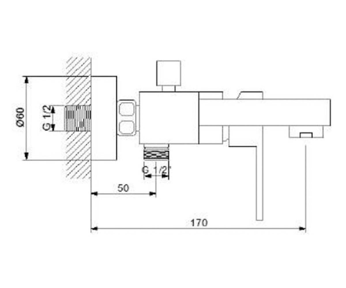 Смеситель для ванны  CUBIC 871511N:Чертеж 