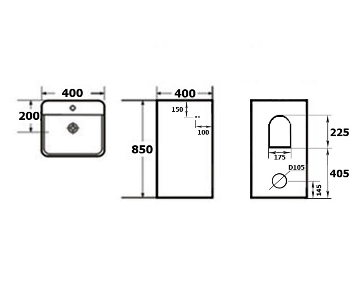 Умывальник напольный  AQUA 9417W:Чертеж 